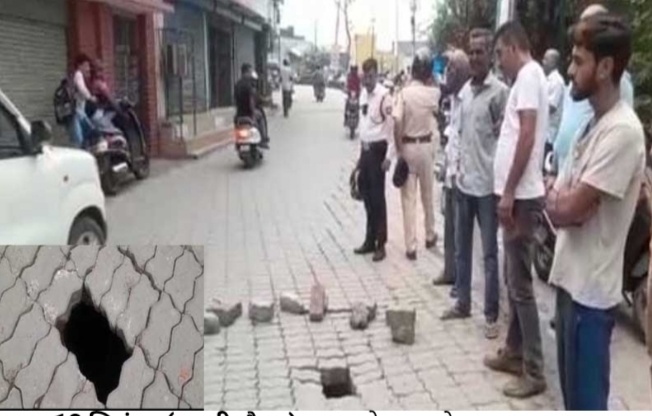 नाहन के माल रोड़ पर पड़ा 5 फिट गहरा गड्ढा, बड़ी दुर्घटना का खतरा