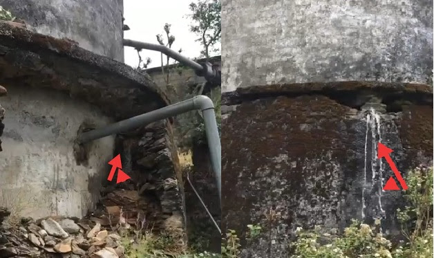 मुरम्मत को तरस रहा वाटर स्टोरेज टैंक, टूट चुकी सुरक्षा दीवार।