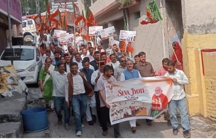 सतौन में निकली ‘सेवा ज्योति यात्रा’, पीएम मोदी के 25 वर्षों के सेवा कार्य बताए : बलदेव तोमर तोमर